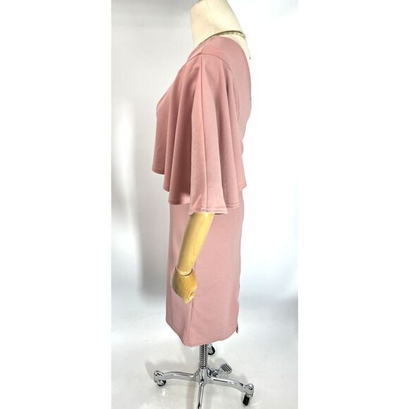 Club L London Size 6 US Pink One Shoulder Drape Sleeve Midi Dress Party - Picture 2 of 14